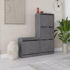 Calicosy - Schoenenkast DUDE - Beton grijs - 118,5x105x26 cm Hot