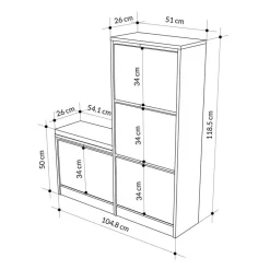 Calicosy - Schoenenkast DUDE - Beton grijs - 118,5x105x26 cm Hot