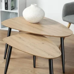 Calicosy - Set van 2 Salontafels - Licht hout - 42x80x60 cm Hot