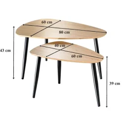 Calicosy - Set van 2 Salontafels - Licht hout - 42x80x60 cm Hot