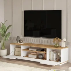 Calicosy - TV-Meubel FR7-AA - Handgemaakt eiken / wit - 44,6x180x44,5 cm Online