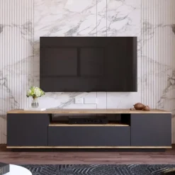 Calicosy - TV-Meubel FR7-AA - Handgemaakt eiken / grijs - 44,6x180x44,5 cm Online