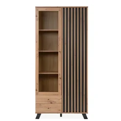Calicosy - Vitrinekast LUBLIN - Licht hout - 198x92x40 cm Clearance