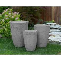 Beliani CAMIA - Bloempot set van 2 L - Grijs - Stenenmix New