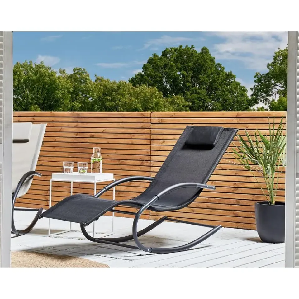 Beliani CARANO II - Strandstoel - Zwart - Staal Outlet