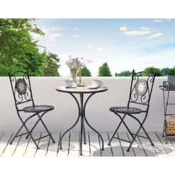 Beliani CARIATI - Tuinstoel set van 2 - Zwart - IJzer New