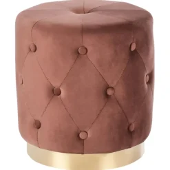 Leen Bakker CARROLLTON - Poef - Bruin - 40 cm - Fluweel New