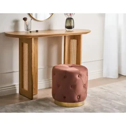 Leen Bakker CARROLLTON - Poef - Bruin - 40 cm - Fluweel New