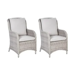 Beliani CASCAIS - Tuinstoel set van 2 - Beige - PE rotan Online