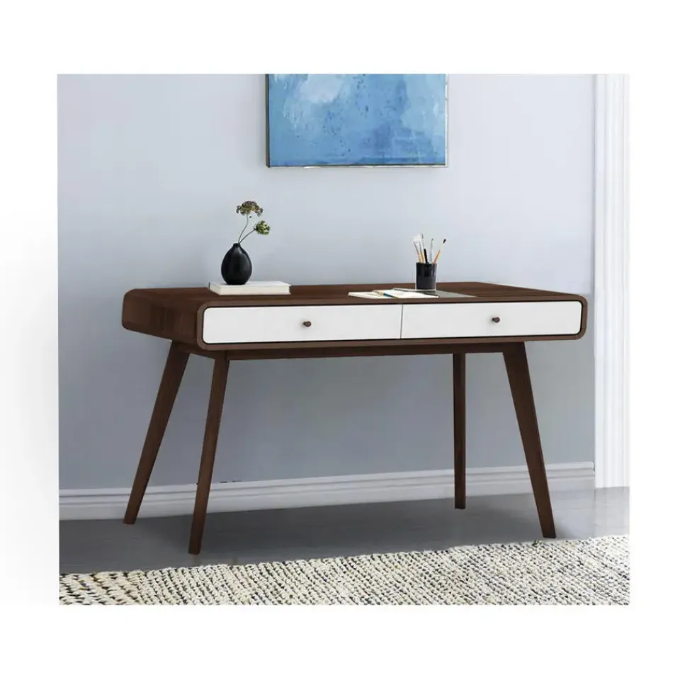 Loft24 Cassie - Bureau walnoot en wit spaanplaat 2-deurs Discount