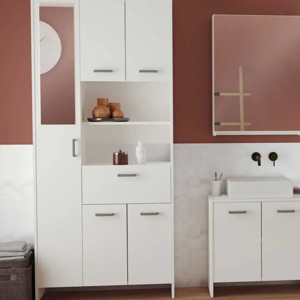 CBA Badkamerkast Coralie - 83,4 x 32,8 x 184,9 cm - Wit Clearance