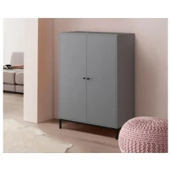 Loft24 Celine - Hoge kast met 2 grijze spaanplaatdeuren Sale