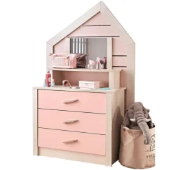Leen Bakker Cento Pink commode ladekast huisje met spiegel meisjeskamer Outlet