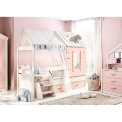 Leen Bakker Cento Pink commode ladekast huisje met spiegel meisjeskamer Outlet