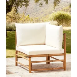 Beliani CERRETO - Hoekmodule tuin - Wit - Bamboe Best