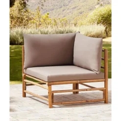 Beliani CERRETO - Hoekmodule tuin - Taupe - Bamboe Outlet