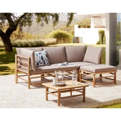 Beliani CERRETO - Hoekmodule tuin - Taupe - Bamboe Outlet