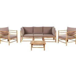 Beliani CERRETO - Loungeset 5-zits - Taupe - Bamboe Best