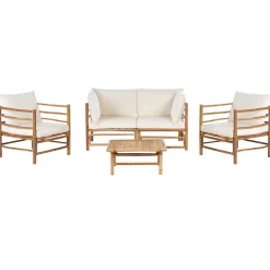 Beliani CERRETO - Loungeset 4-zits - Wit - Bamboehout