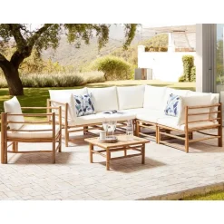 Beliani CERRETO - Loungeset 6-zits hoekbank - Wit - Bamboehout Hot