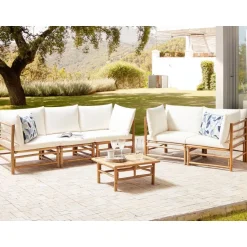 Beliani CERRETO - Loungeset 5-zits met salontafel - Wit - Bamboehout Best