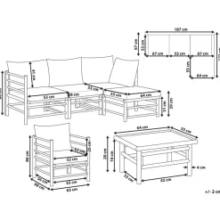 Beliani CERRETO - Loungeset 5-zits met fauteuil - Wit - Bamboehout