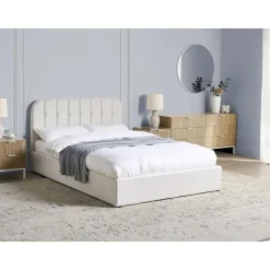Leen Bakker CHALLANS - Bed met opbergruimte - Off-white - 140 x 200 cm - Stof Clearance