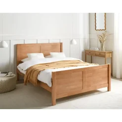 Beliani CHAMPAGNAT - Tweepersoonsbed - Lichtbruin - 140 x 200 cm - Rubberhout Best