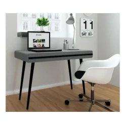 Loft24 Chantal - Bureau met 2 laden grijs en zwart spaanplaat Sale