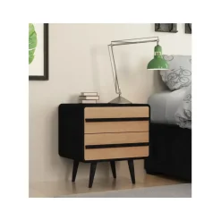 Loft24 Chantal - Nachtkastje met 2 laden in eiken look / zwart Online