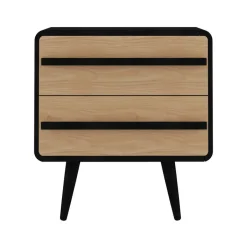 Loft24 Chantal - Nachtkastje met 2 laden in eiken look / zwart Online