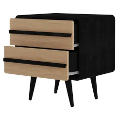 Loft24 Chantal - Nachtkastje met 2 laden in eiken look / zwart Online