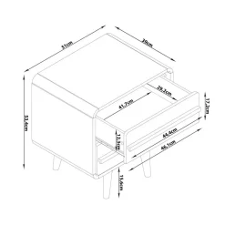 Loft24 Chantal - Nachtkastje met 2 laden in eiken look / zwart Online