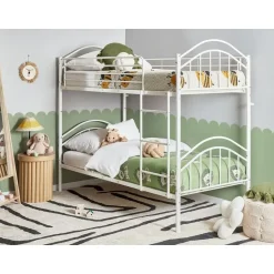 Beliani CHARTRES - Stapelbed - Wit - 90 x 200 cm - Metaal Online