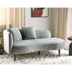 Beliani CHAUMONT - Chaise longue - Lichtgrijs - Linkerzijde - Fluweel Hot