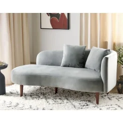 Beliani CHAUMONT - Chaise longue - Lichtgrijs - Rechterzijde - Fluweel