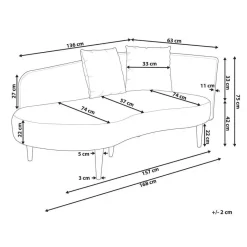 Beliani CHAUMONT - Chaise longue - Taupe - Rechterzijde - Fluweel