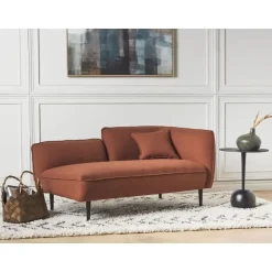 Beliani CHEVANNES - Chaise longue - Donkerrood - Bouclé Hot