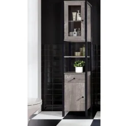 Loft24 Chris - Kast 1 glazen deur, 1 deur, 1 lade in betonnen spaanplaat Online