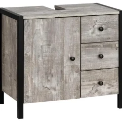 Loft24 Chris - Onderkast 3 laden 1 deur beton/zwarte spaanplaat 60 cm