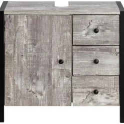 Loft24 Chris - Onderkast 3 laden 1 deur beton/zwarte spaanplaat 60 cm