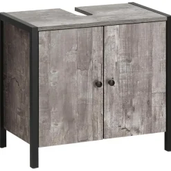 Loft24 Chris - Onderkast met 2 deuren van beton/zwarte spaanplaat 60 cm Sale