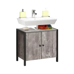 Loft24 Chris - Onderkast met 2 deuren van beton/zwarte spaanplaat 60 cm Sale