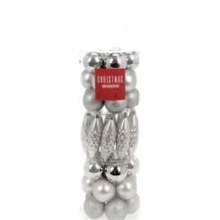 Christmas Decoration Kerstballen - 40 st - zilver - glans-mat-glitter - 6-12 cm Online