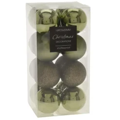 Christmas Decoration Kerstballen - 16st - kunststof - mix groen - 5cm Outlet