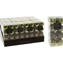 Christmas Decoration Kerstballen - 16st - kunststof - mix groen - 5cm Outlet