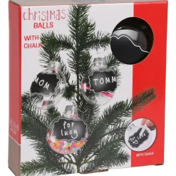Christmas Decoration kerstballen met krijtvlak -4x 10cm -kunststo