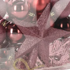 Christmas Decoration s kerstballen set - 54-dlg - roze - kunststof New