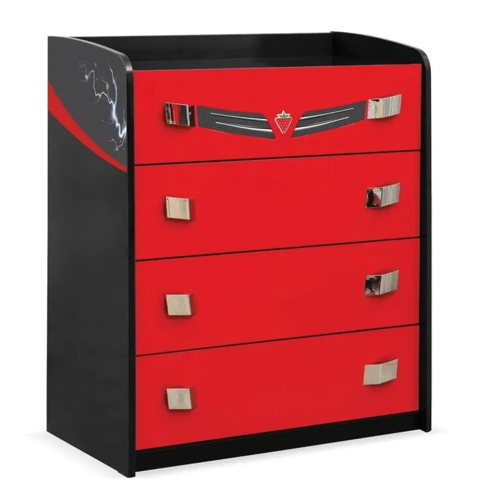 Leen Bakker Cilek - Champion Racer - Commode - Kinderladekast - Auto - 42x74x87 cm - Rood Sale
