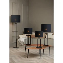 Light & Living Cilinder Lampenkap Livigno - Zwart - Ø30 x 21 cm New